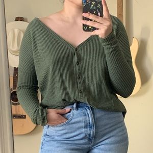 🌿Green Waffle Knit Long Sleeve🌿